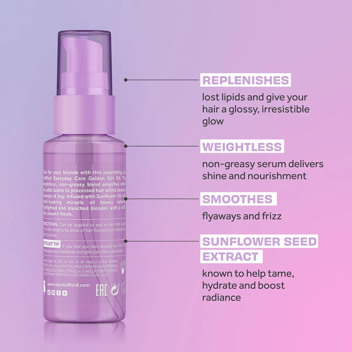 Lee Stafford Bleach Blondes Everyday Care Golden Girl Oil 50ml Lee Stafford Bleach Blondes Everyday Care Golden Girl Oil 50ml -L'Oreal Verkoop copy of leestafford everydaycare oil carousel fop