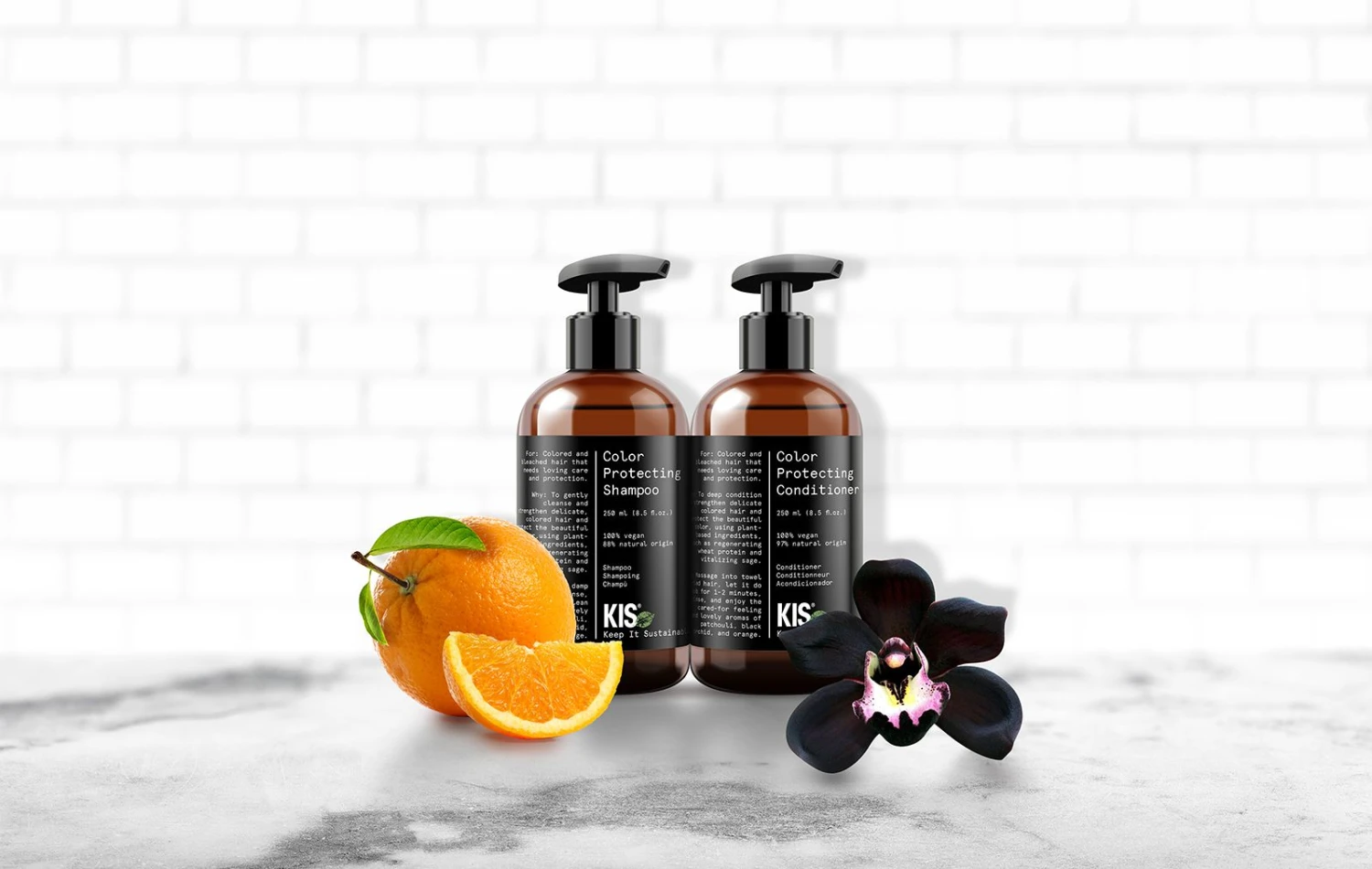 KIS Green Color Protecting Conditioner250ml KIS Green Color Protecting Conditioner250ml -L'Oreal Verkoop kisgreen illustratie duoset colorprotecting web 2